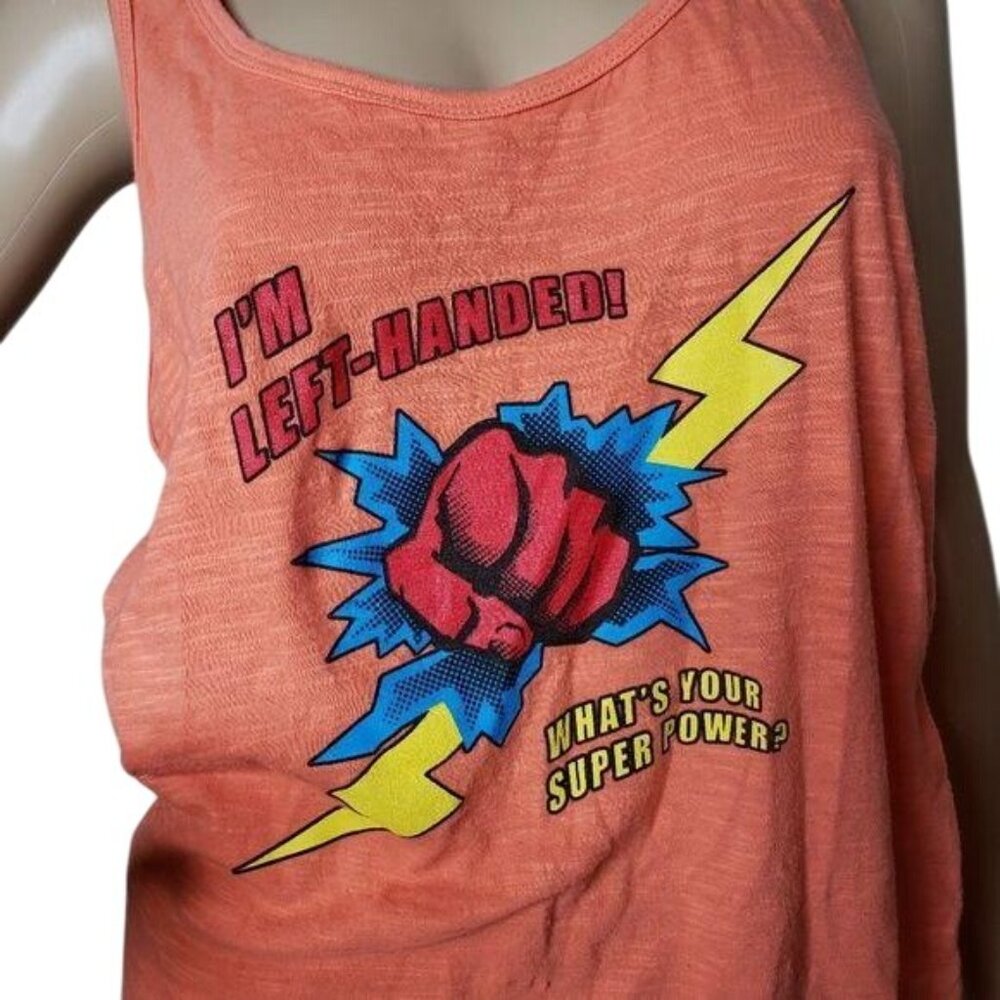 Left-Handed Super Power Tank Top Orange Pimatee size XL Cotton blend - Picture 6 of 8